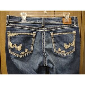 BKE Kate Bootcut‎ Jeans Stretch Denim Dark Wash Embroidered Pockets Size 34x33.5